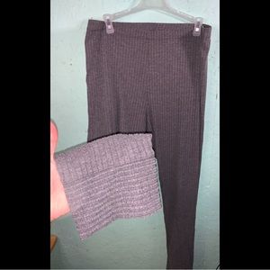 Gray Ribbed Leggings